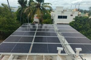 10kW elevated solar installation with Topcon panels and Solis inverter at BP Agraharam, Erode