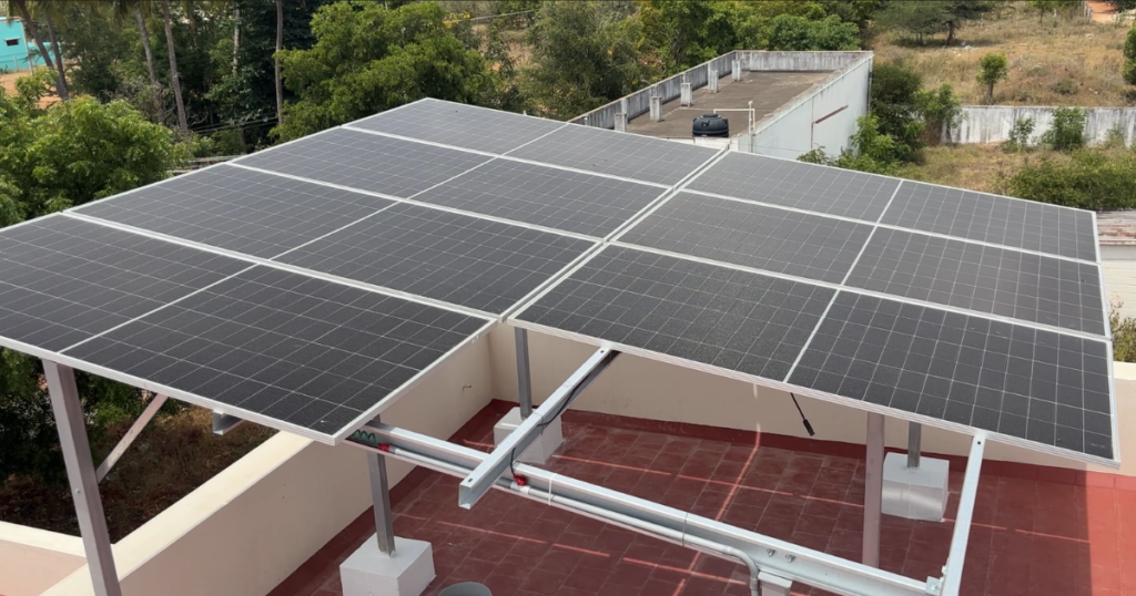 5kW rooftop solar panel installation on a residential home in Dindigul by Groena Solar