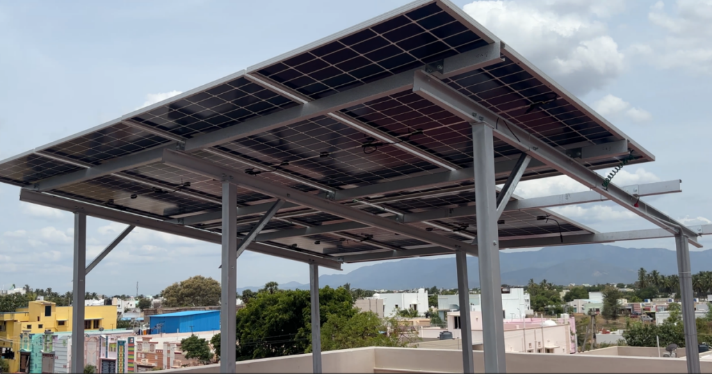 5kW rooftop solar panel installation on a residential home in Dindigul by Groena Solar