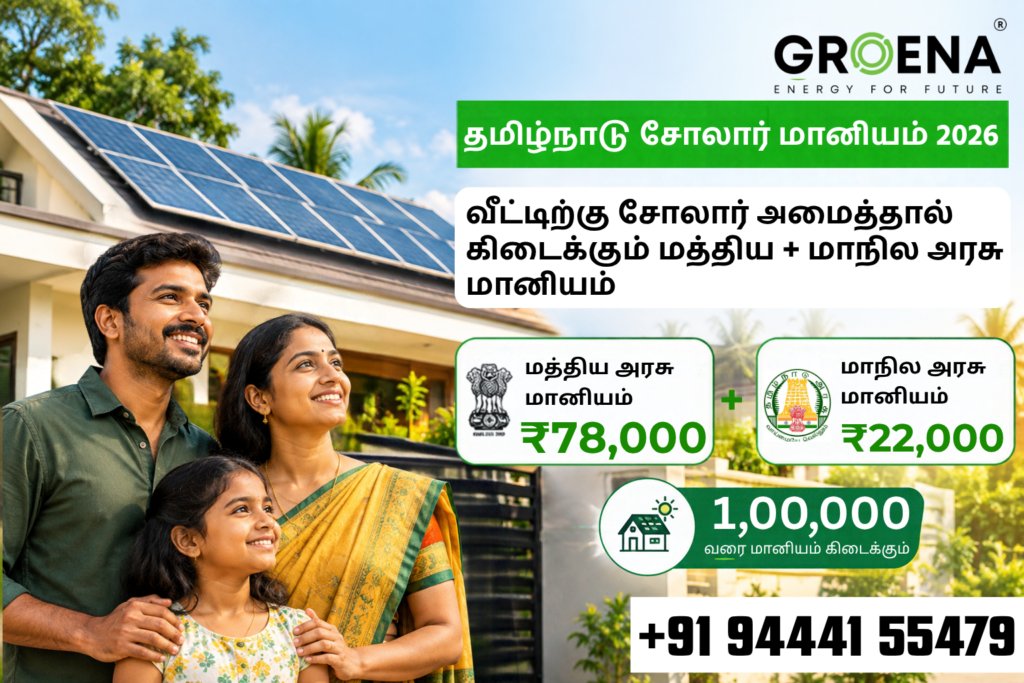 Tamil Nadu solar subsidy 2026 with Central and State Government subsidy for homeowners