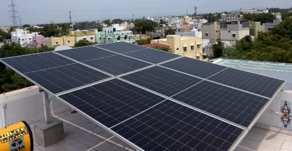 3kW rooftop solar panels installed at a home in Bharathipalayam, Erode