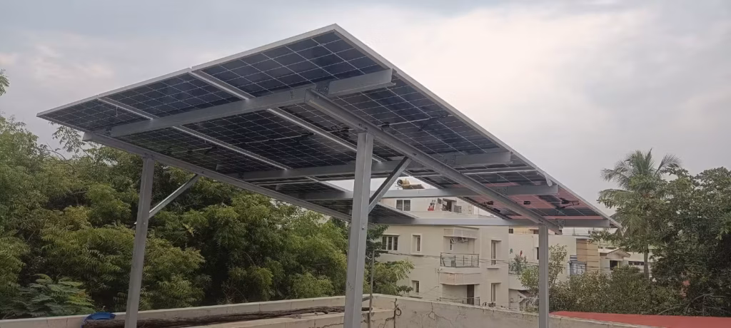 3kW rooftop solar panels installed by Groena Solar at R. Prathab's home in Periyar Nagar, Erode