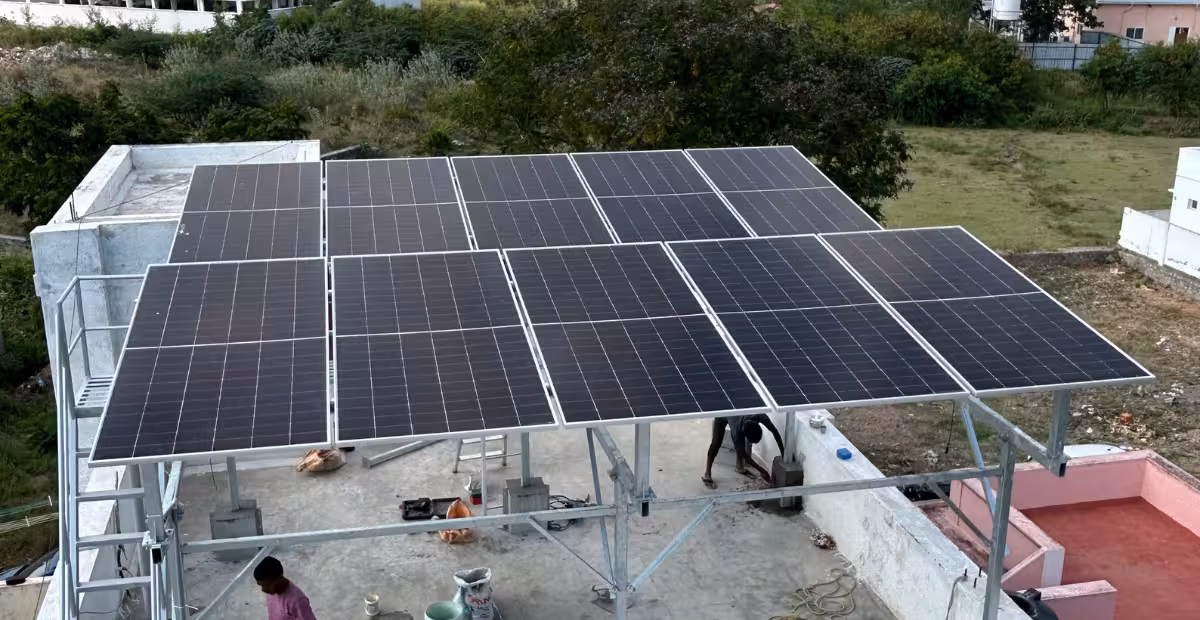 Elevated GI mounting structure for rooftop solar in Erode