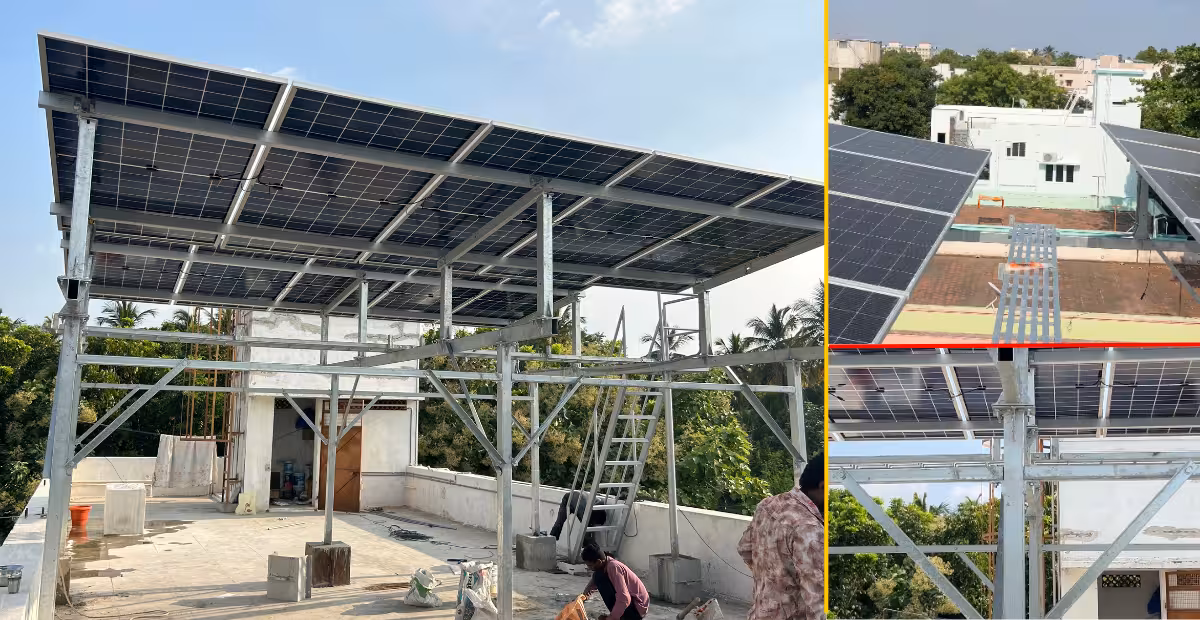 6kW Solar Installation with PM Surya Ghar Subsidy 6kW rooftop solar installation in Thindal, Erode by Groena Solar