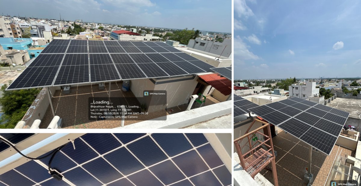 7kW SUNGROW inverter installation Home Elevated Solar Panel Structure in Erode
