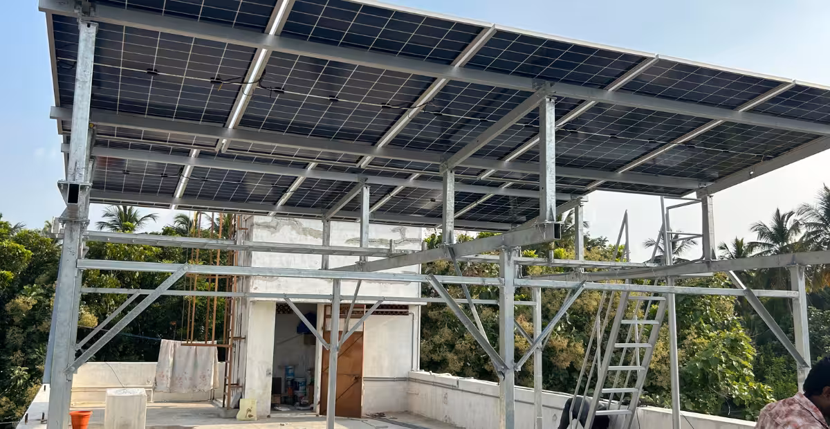 installing rooftop solar panels Erode 6kW rooftop solar installation in Thindal, Erode by Groena Solar
